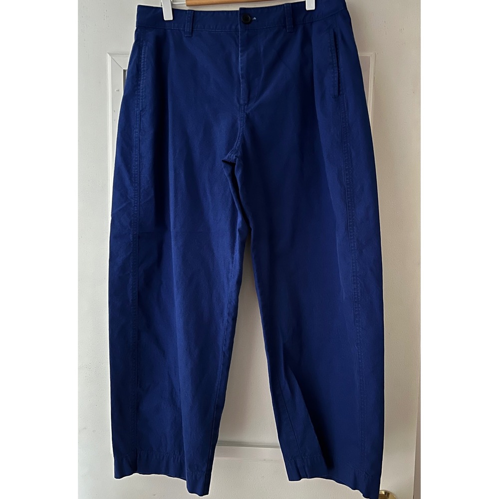 J.Crew Royal Blue Re-imagined Cotton Linen Wide Leg Cropped Chino Pants 28